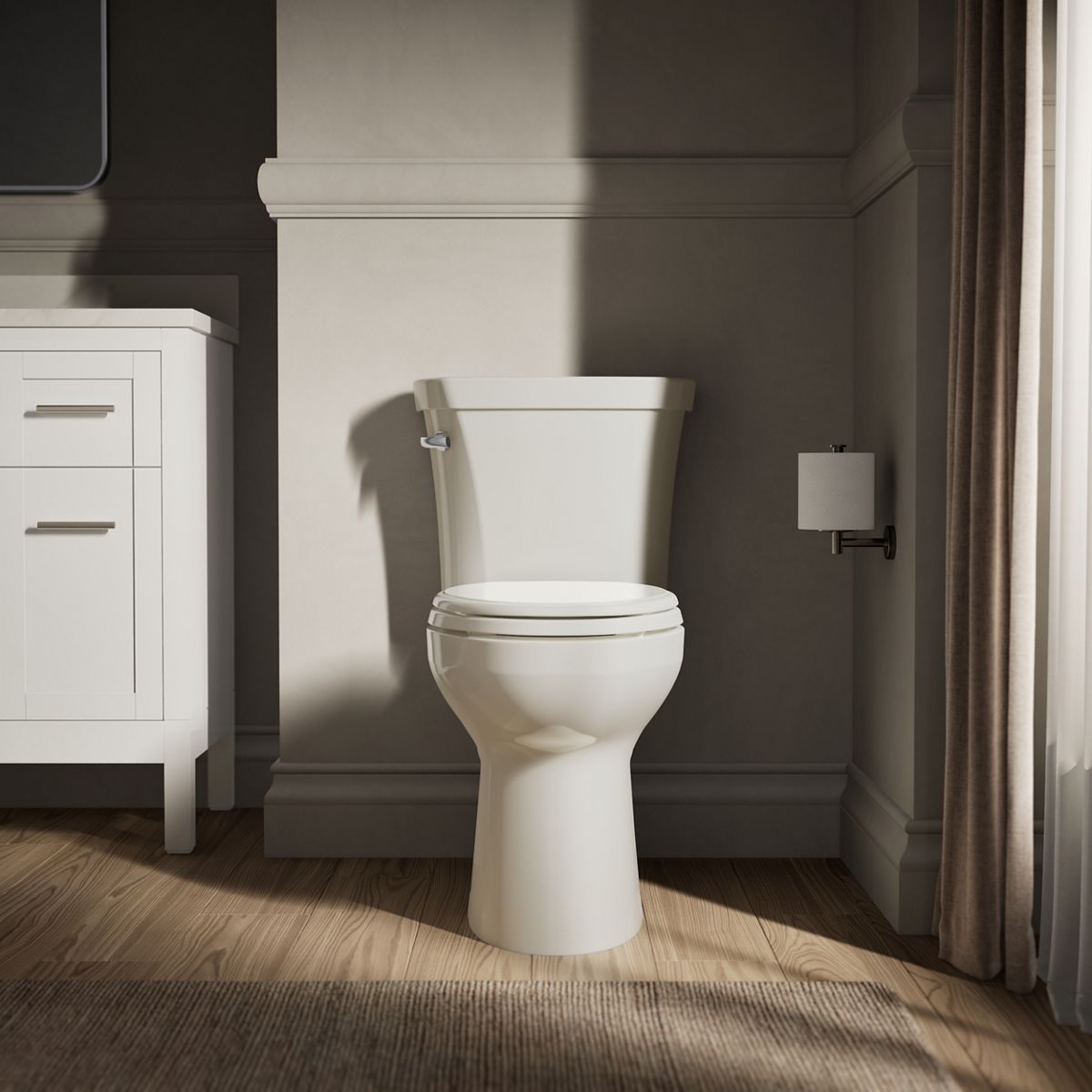 Up to 2 walls & multiple product categories visible, 1-point perspective