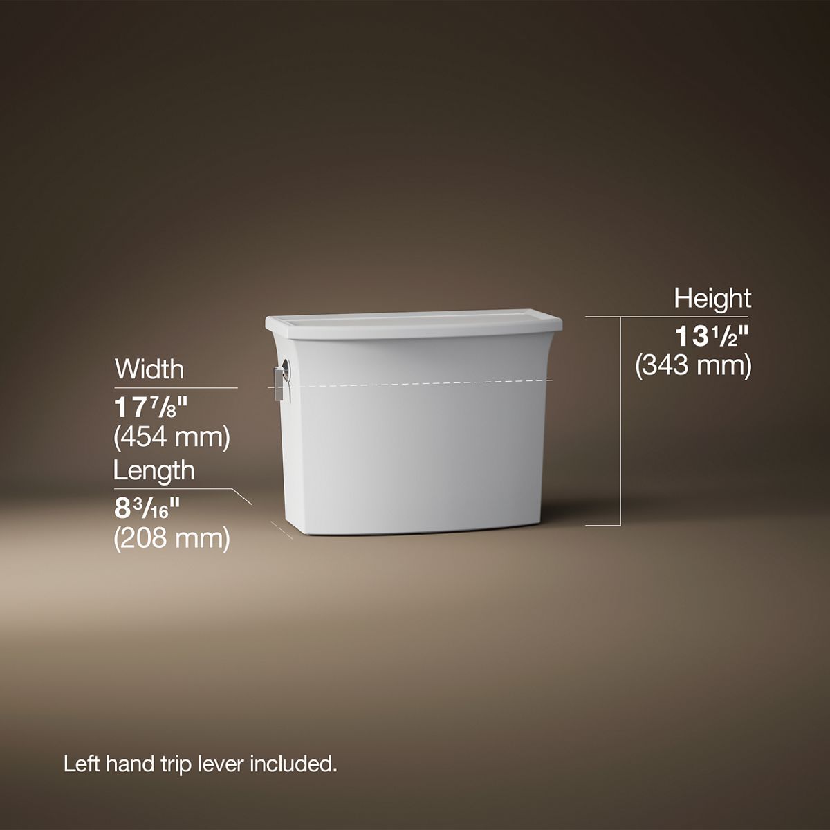 3/4 view of product with dimensions