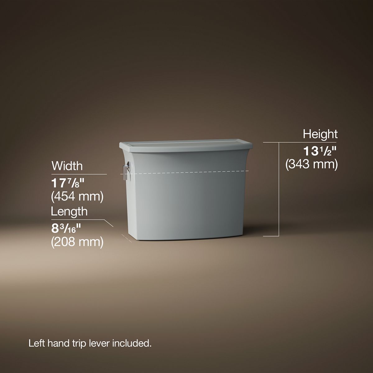 3/4 view of product with dimensions