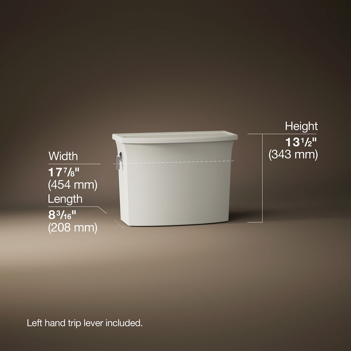 3/4 view of product with dimensions