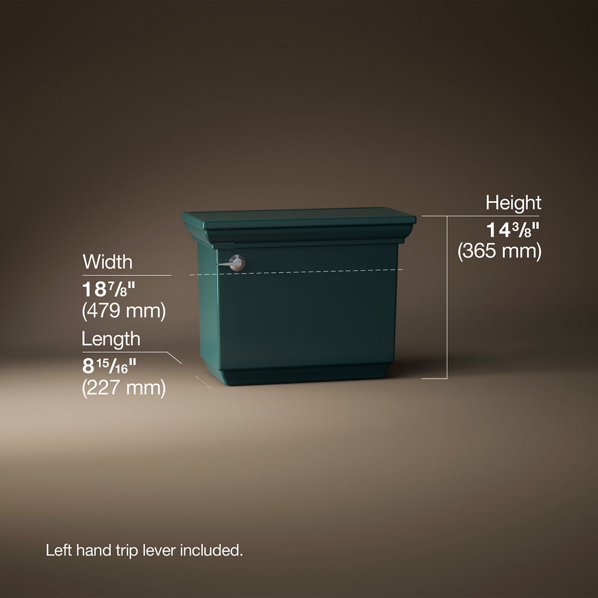 3/4 view of product with dimensions