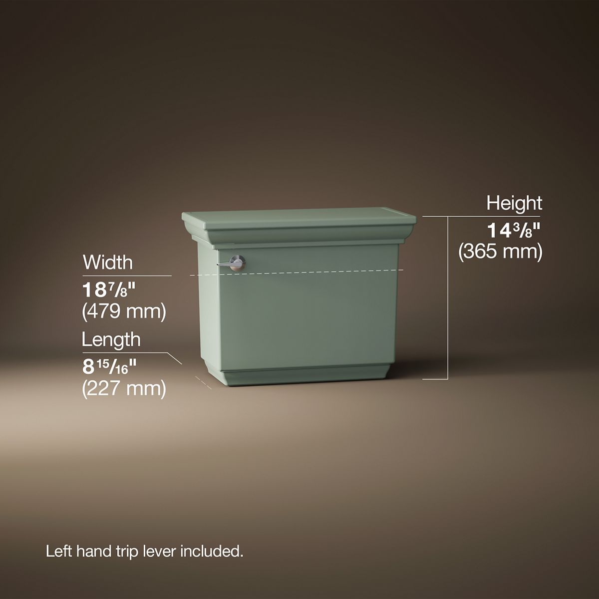 3/4 view of product with dimensions