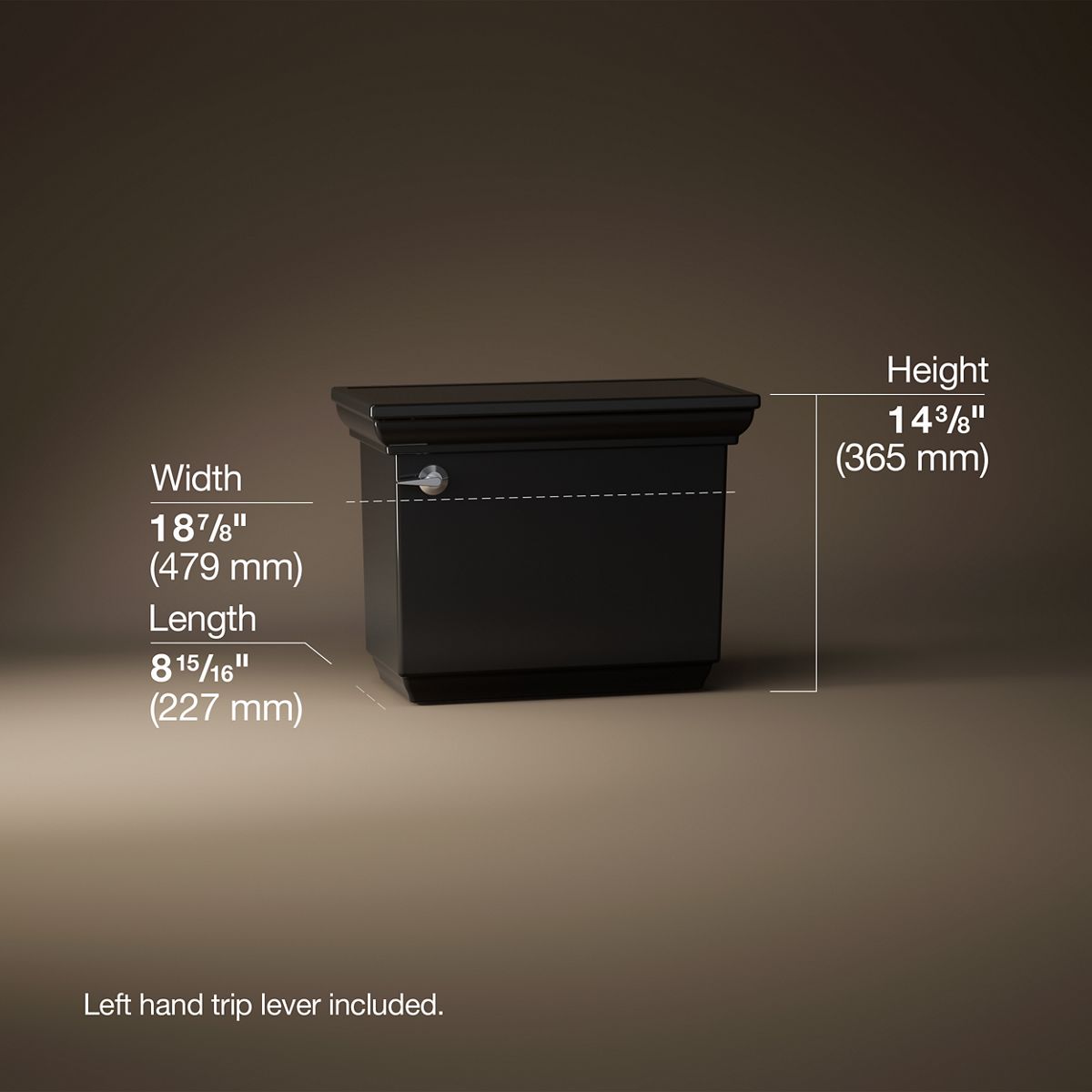 3/4 view of product with dimensions