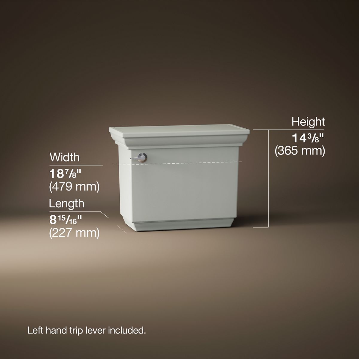 3/4 view of product with dimensions