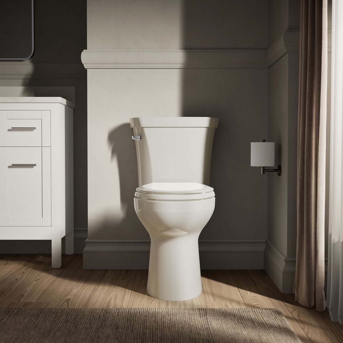 Up to 2 walls & multiple product categories visible, 1-point perspective