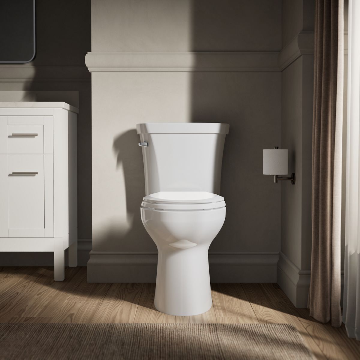 Up to 2 walls & multiple product categories visible, 1-point perspective