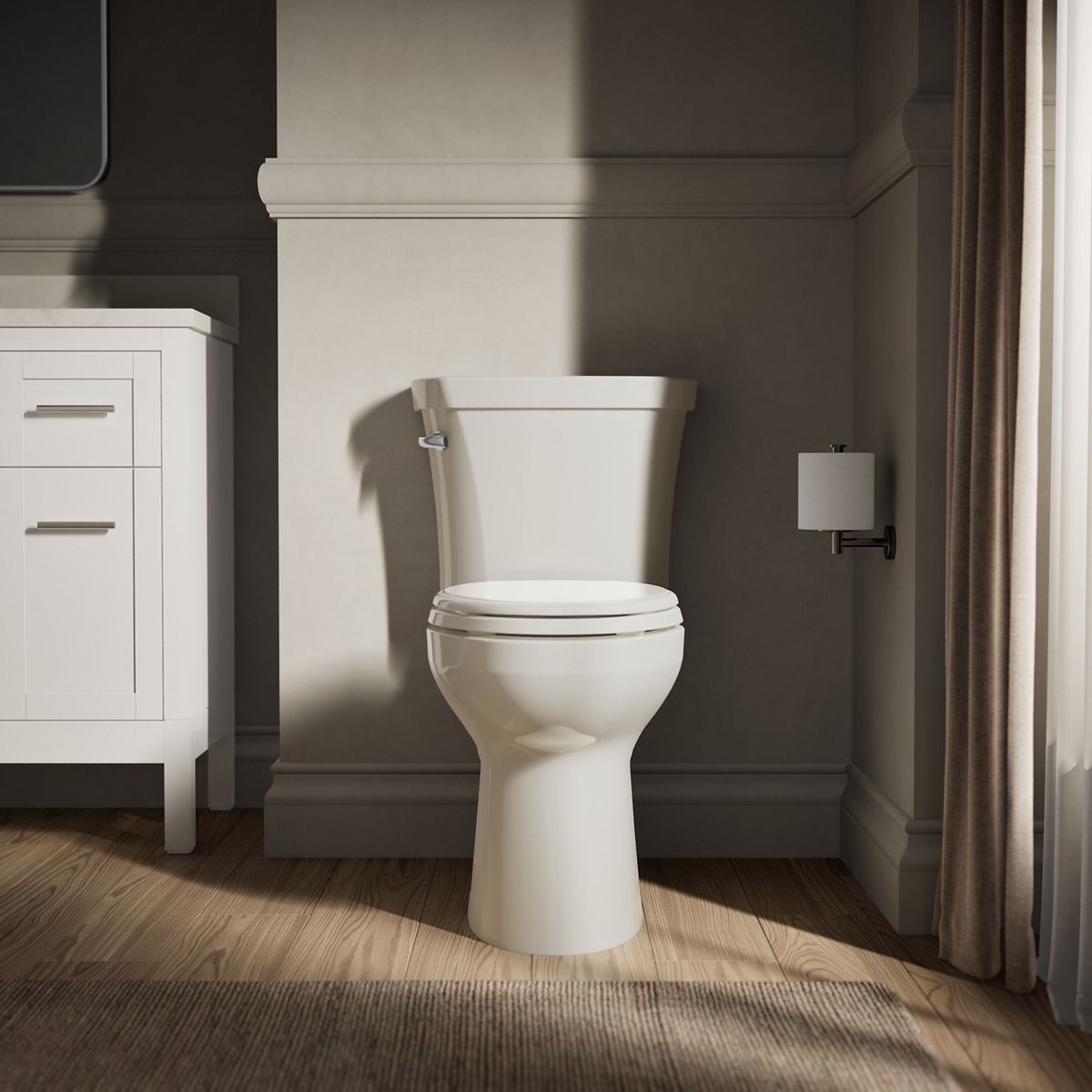 Up to 2 walls & multiple product categories visible, 1-point perspective