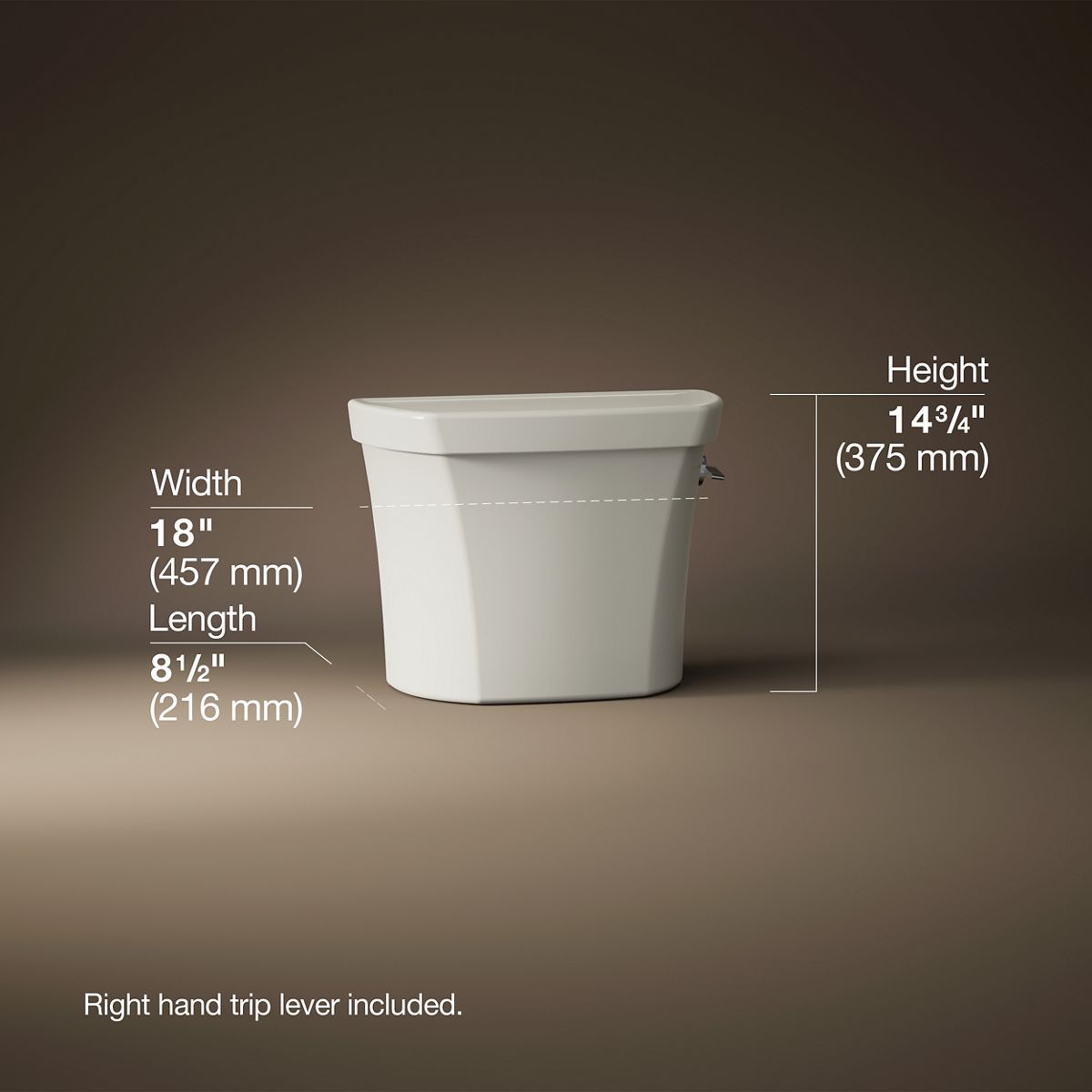 3/4 view of product with dimensions