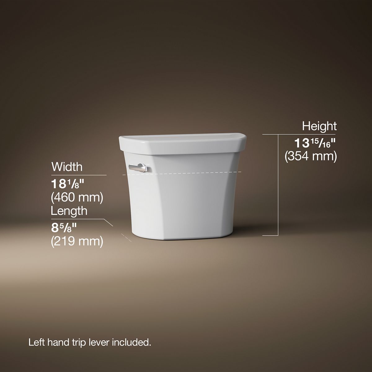 3/4 view of product with dimensions
