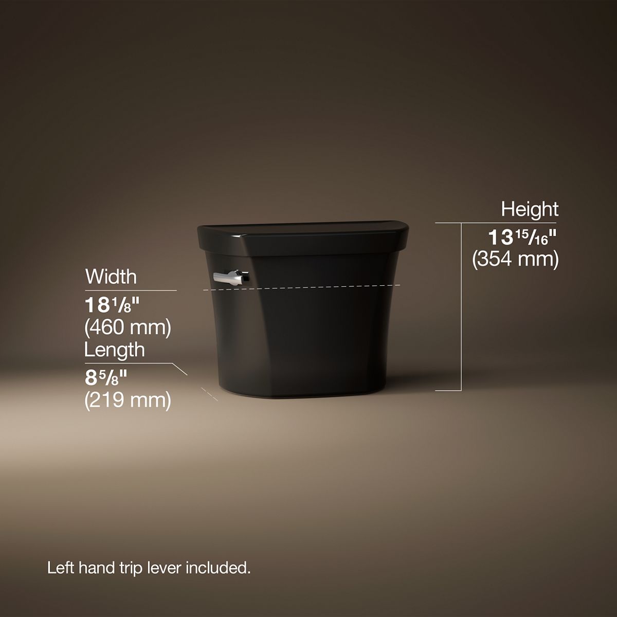3/4 view of product with dimensions