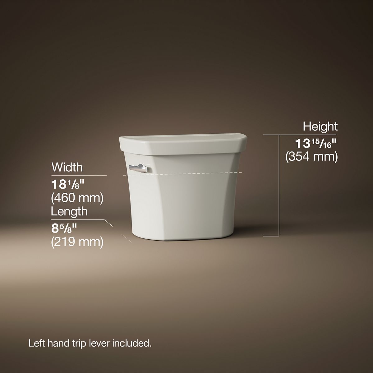 3/4 view of product with dimensions