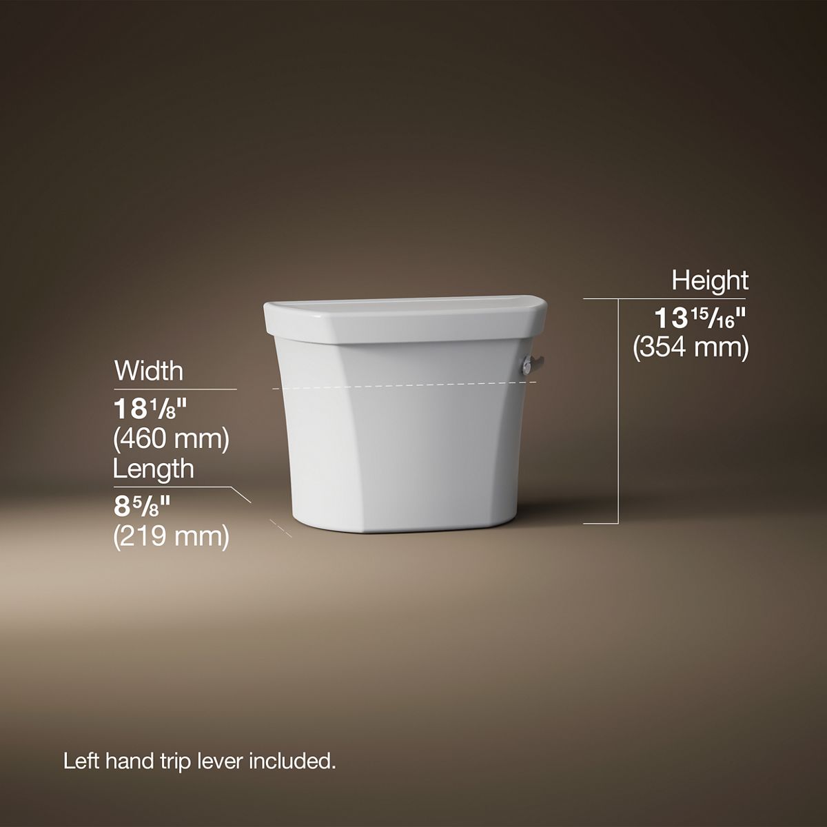 3/4 view of product with dimensions