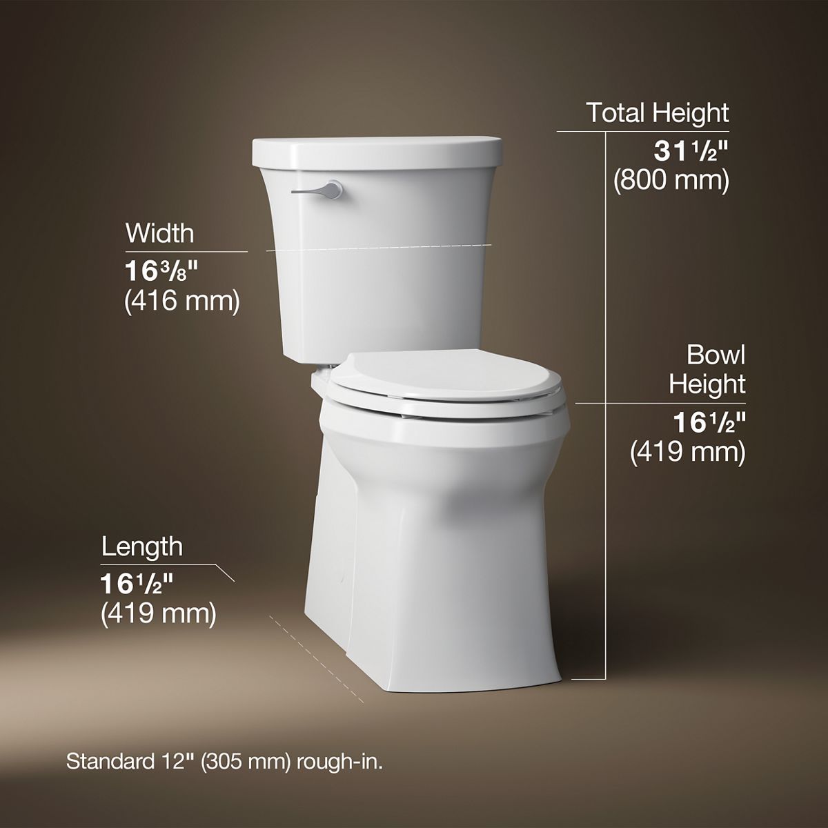3/4 view of product with dimensions