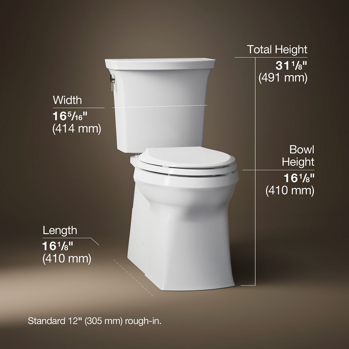 3/4 view of product with dimensions