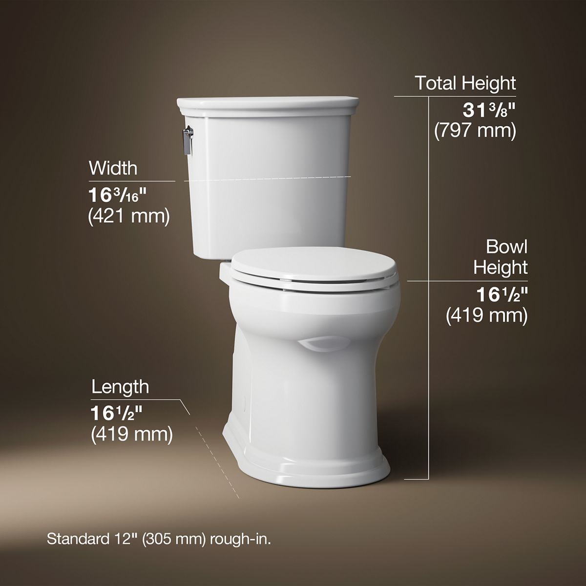 3/4 view of product with dimensions