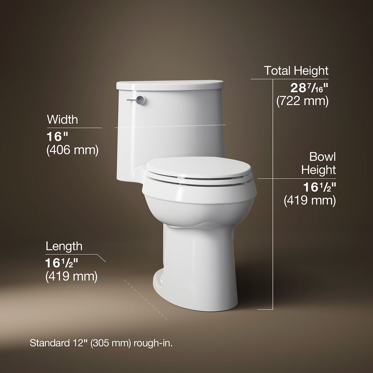3/4 view of product with dimensions