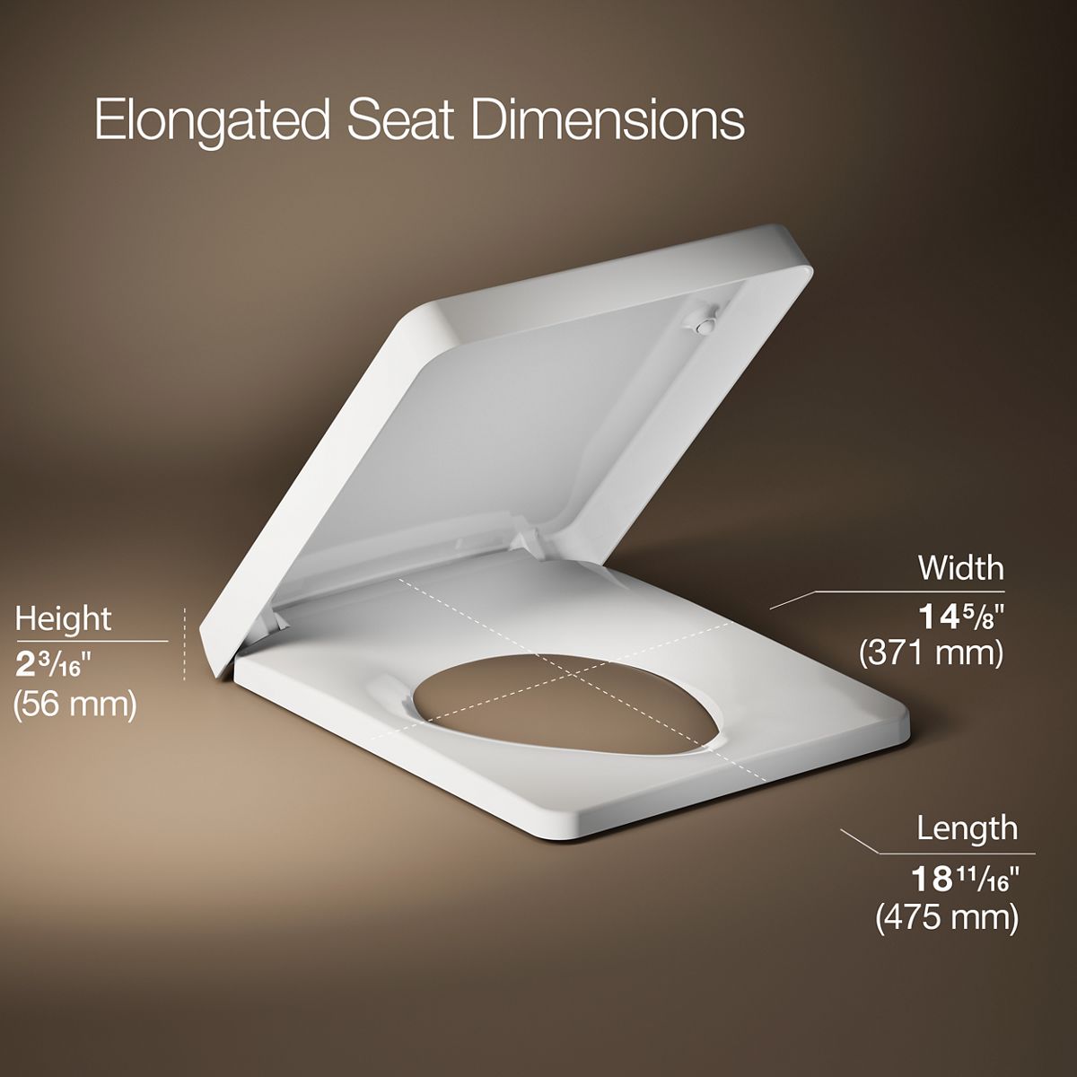 3/4 view of product with dimensions