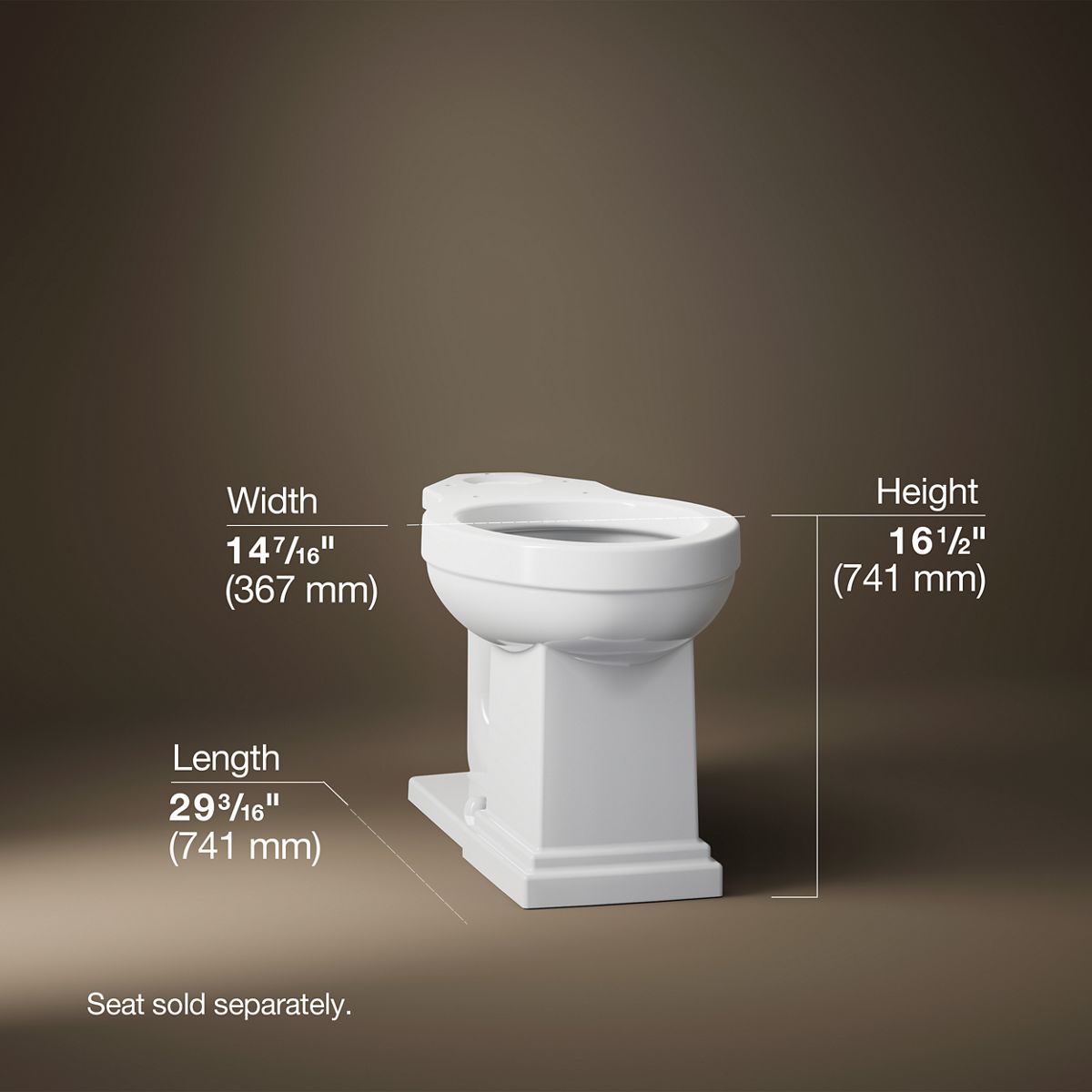 3/4 view of product with dimensions