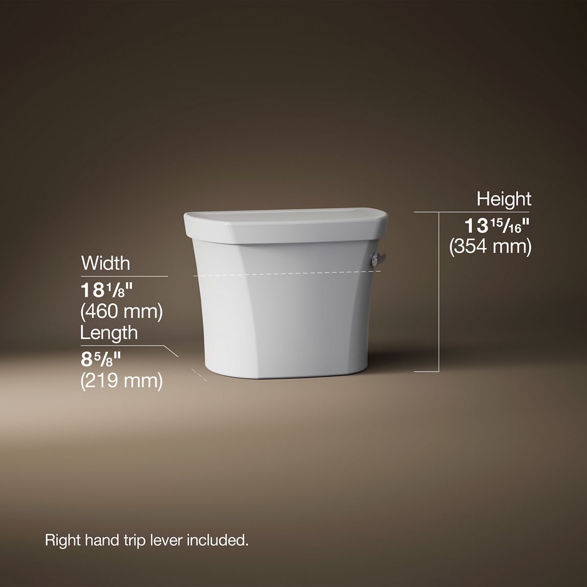 3/4 view of product with dimensions