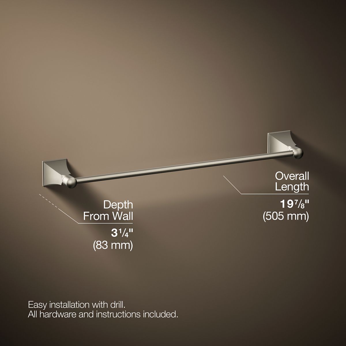 3/4 view of product with dimensions