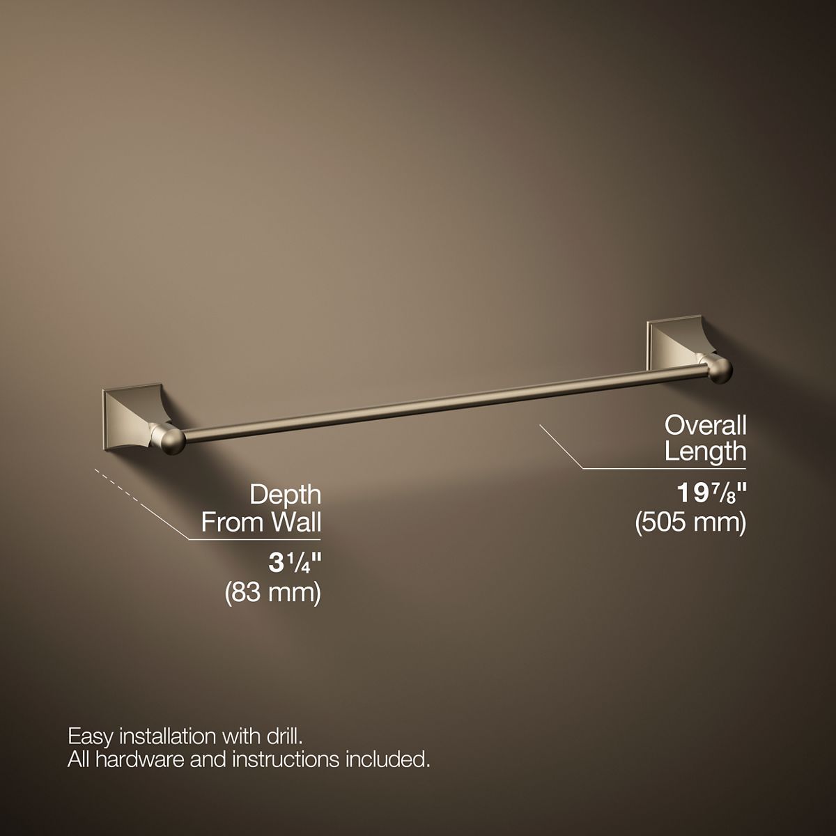3/4 view of product with dimensions