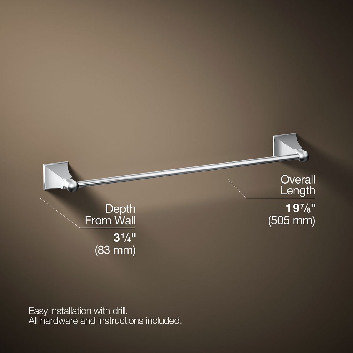 3/4 view of product with dimensions