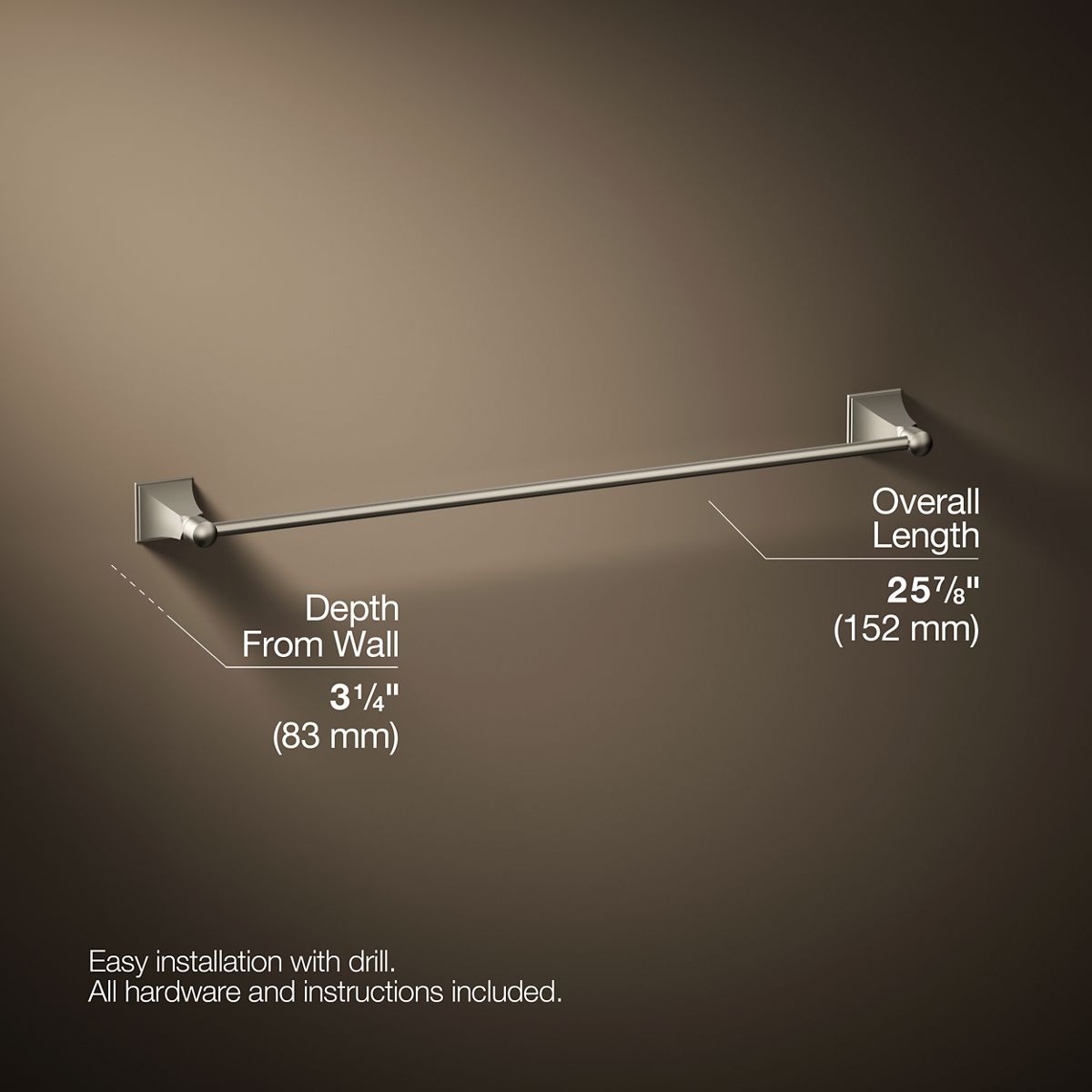 3/4 view of product with dimensions