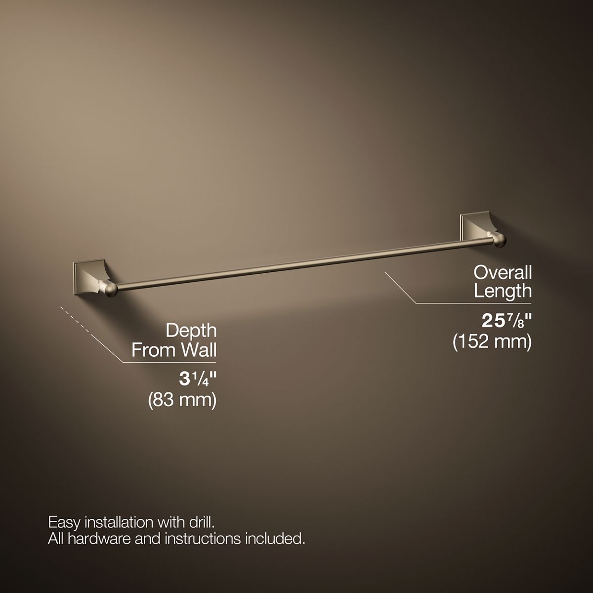 3/4 view of product with dimensions