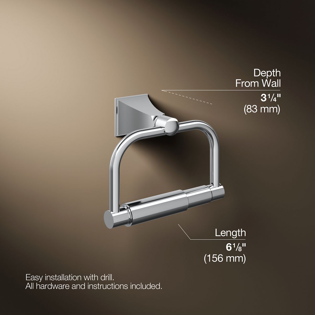 3/4 view of product with dimensions