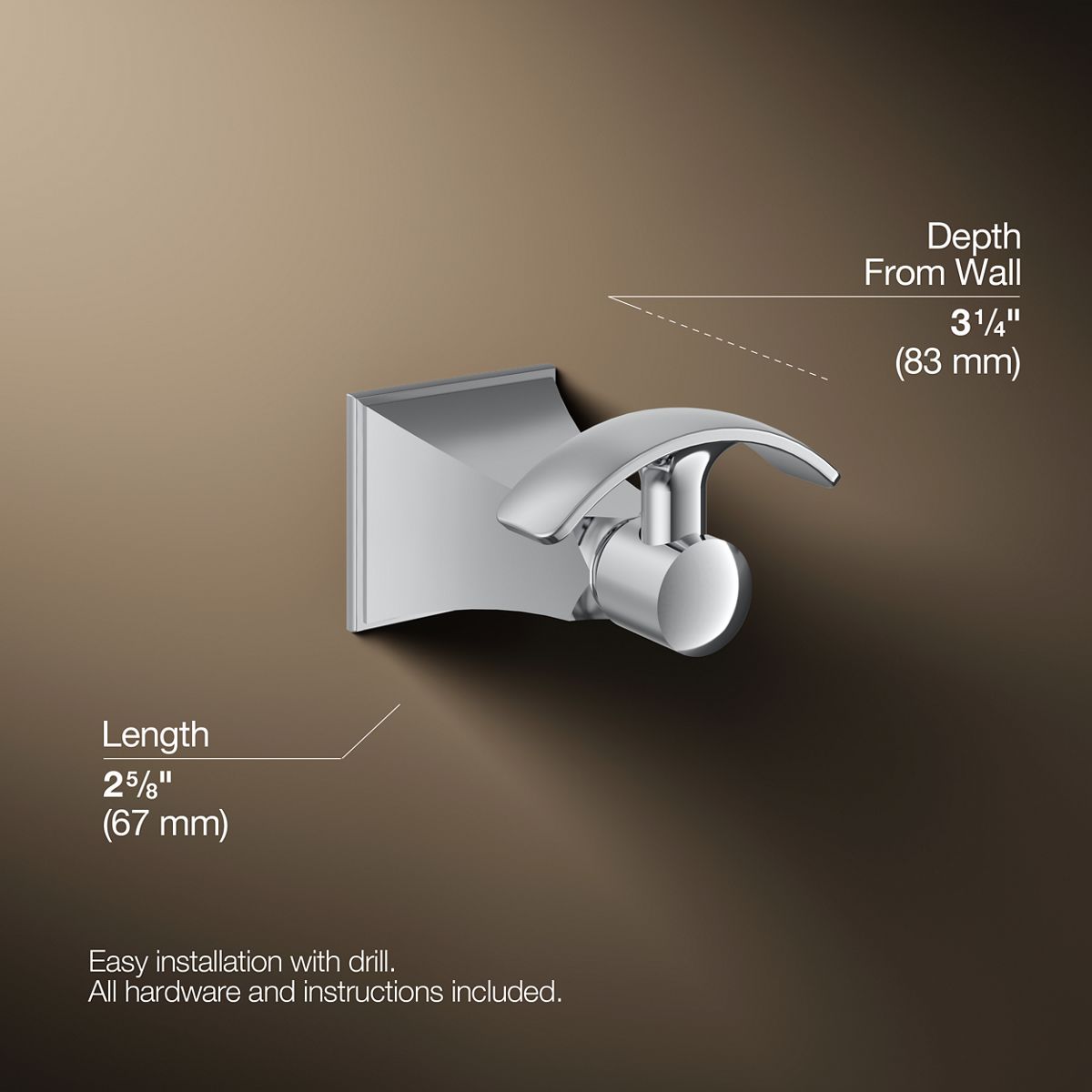 3/4 view of product with dimensions
