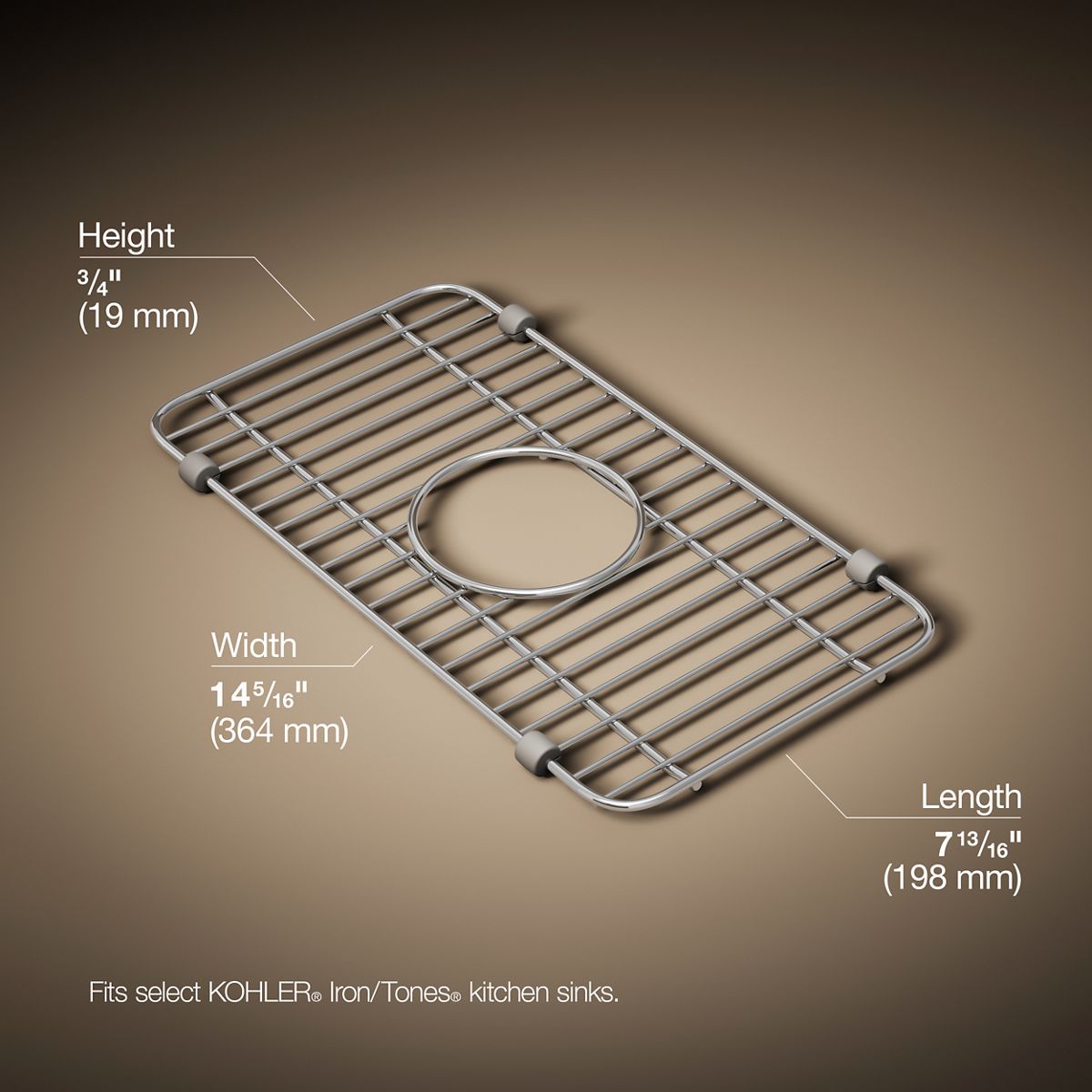 3/4 view of product with dimensions