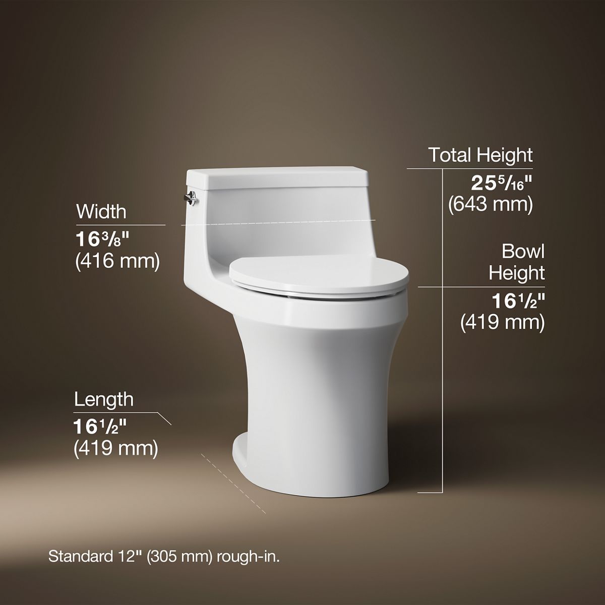 3/4 view of product with dimensions