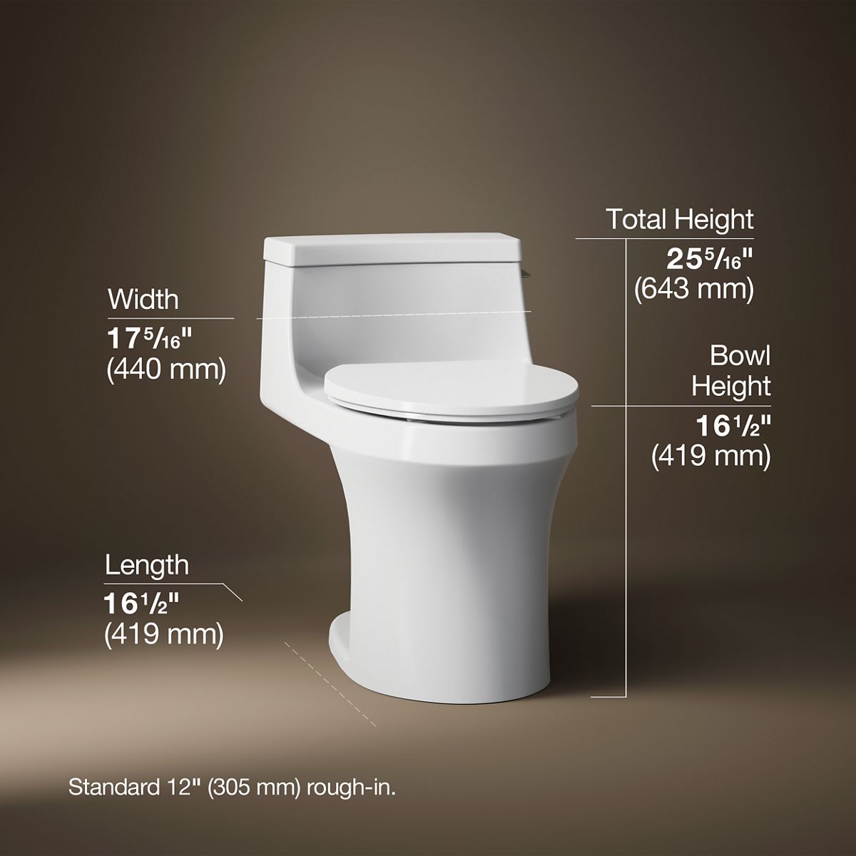 3/4 view of product with dimensions