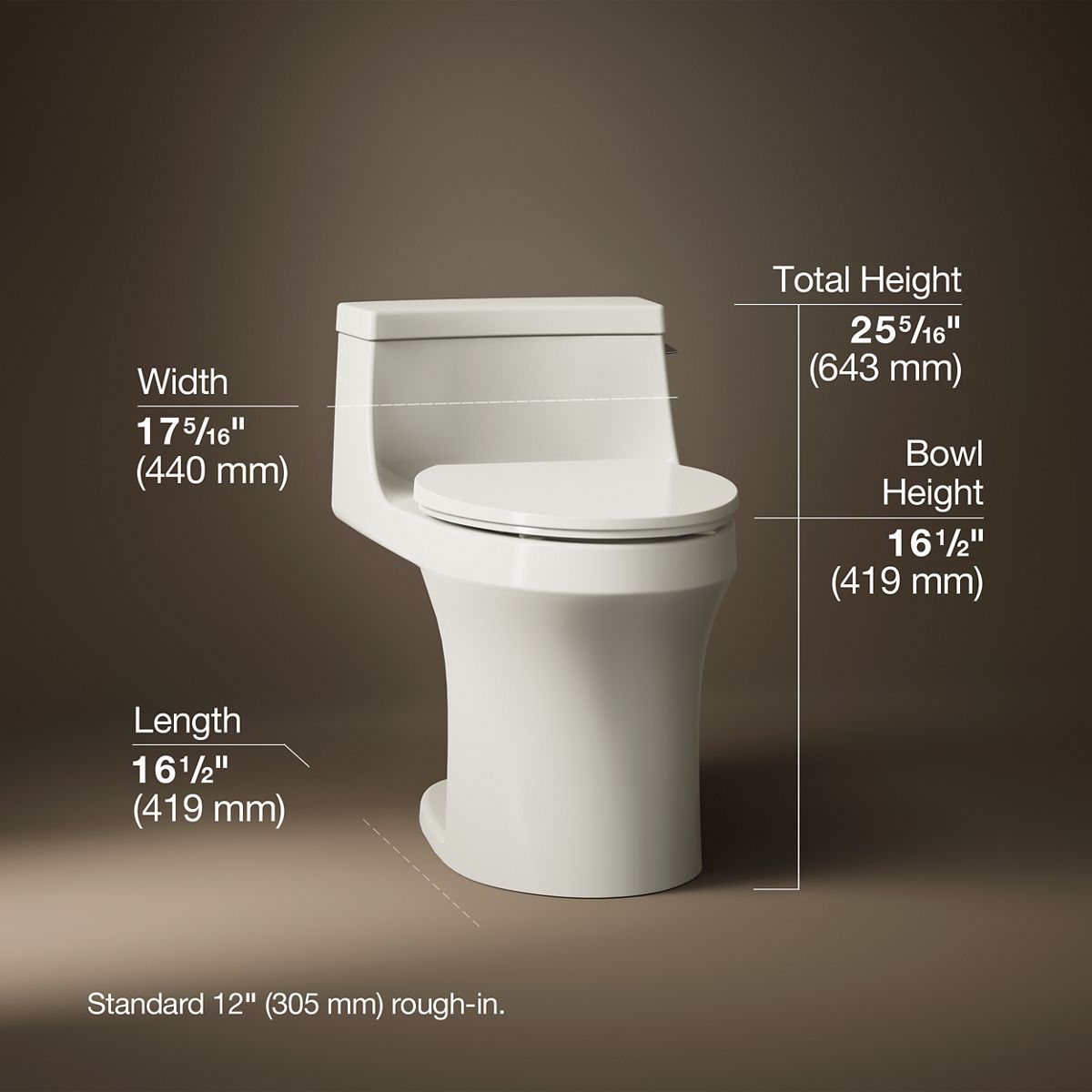 3/4 view of product with dimensions