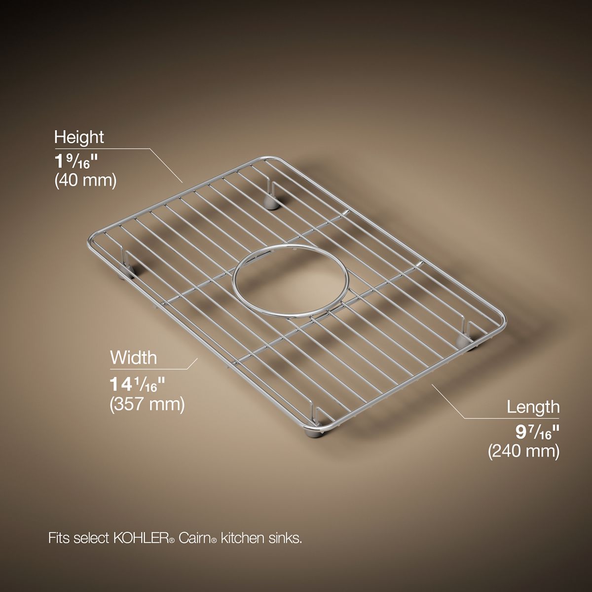 3/4 view of product with dimensions