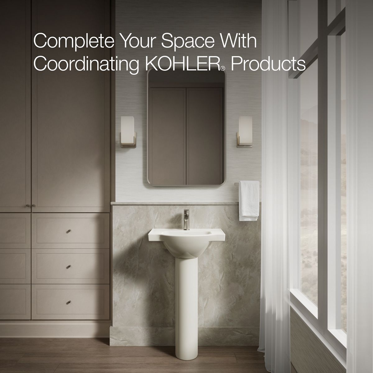 Up to 2 walls & multiple product categories visible, 1-point perspective