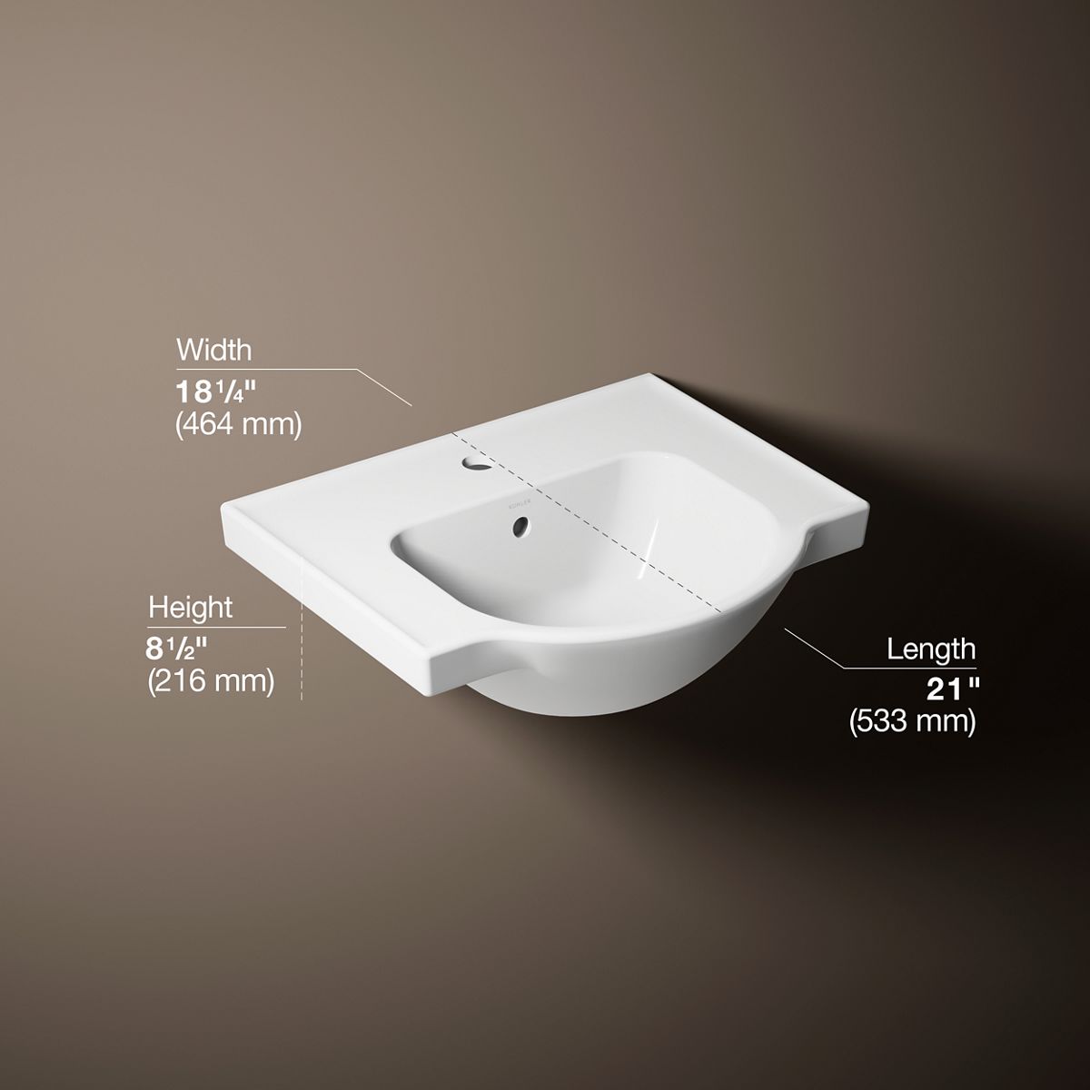 3/4 view of product with dimensions