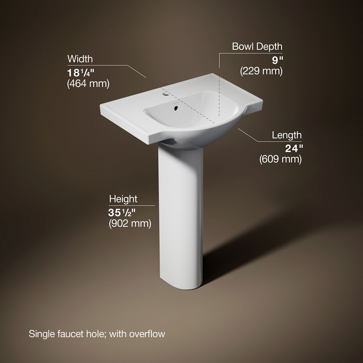 3/4 view of product with dimensions