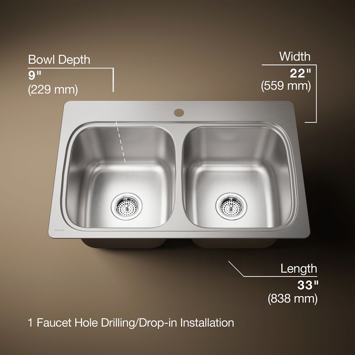 3/4 view of product with dimensions