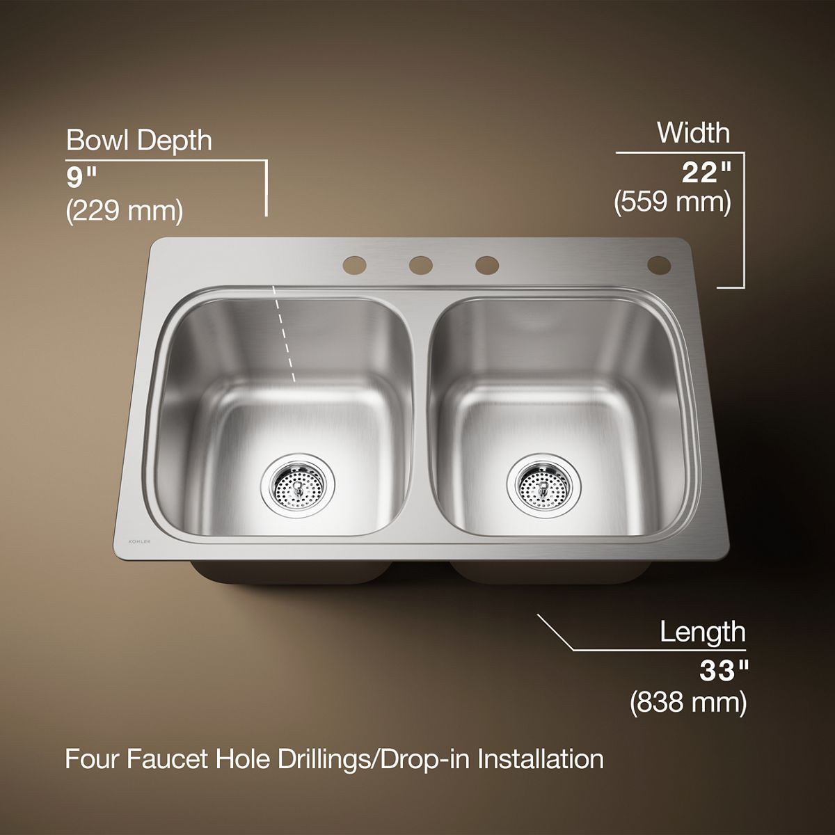3/4 view of product with dimensions