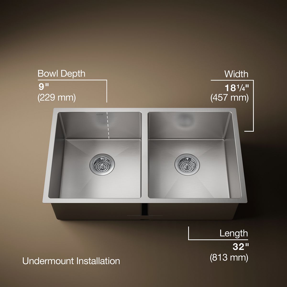 3/4 view of product with dimensions