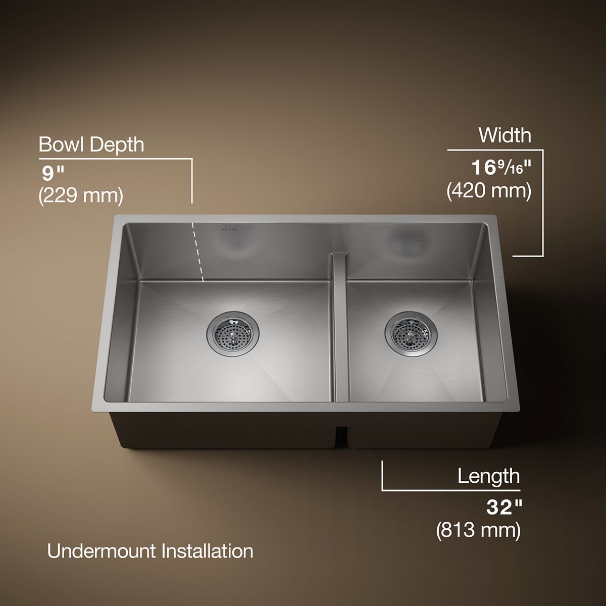 3/4 view of product with dimensions