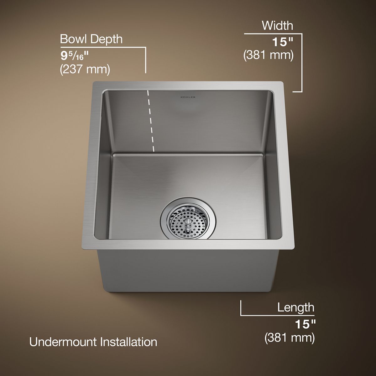 3/4 view of product with dimensions
