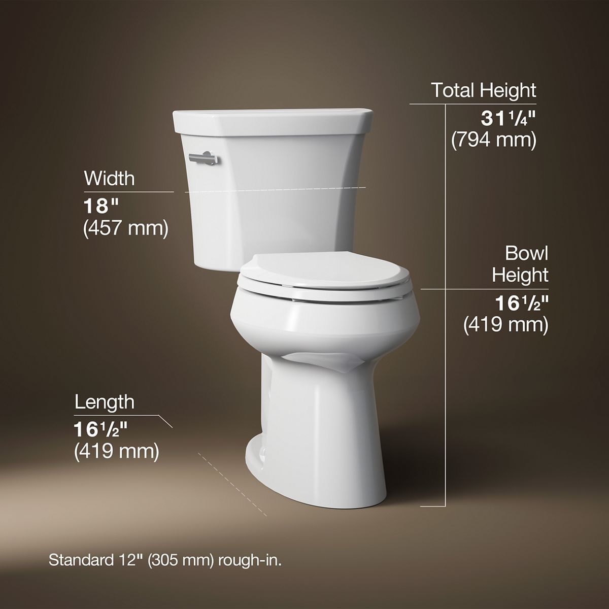3/4 view of product with dimensions
