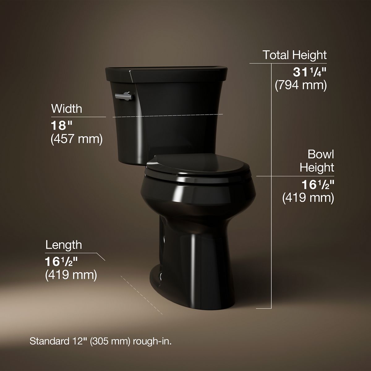 3/4 view of product with dimensions