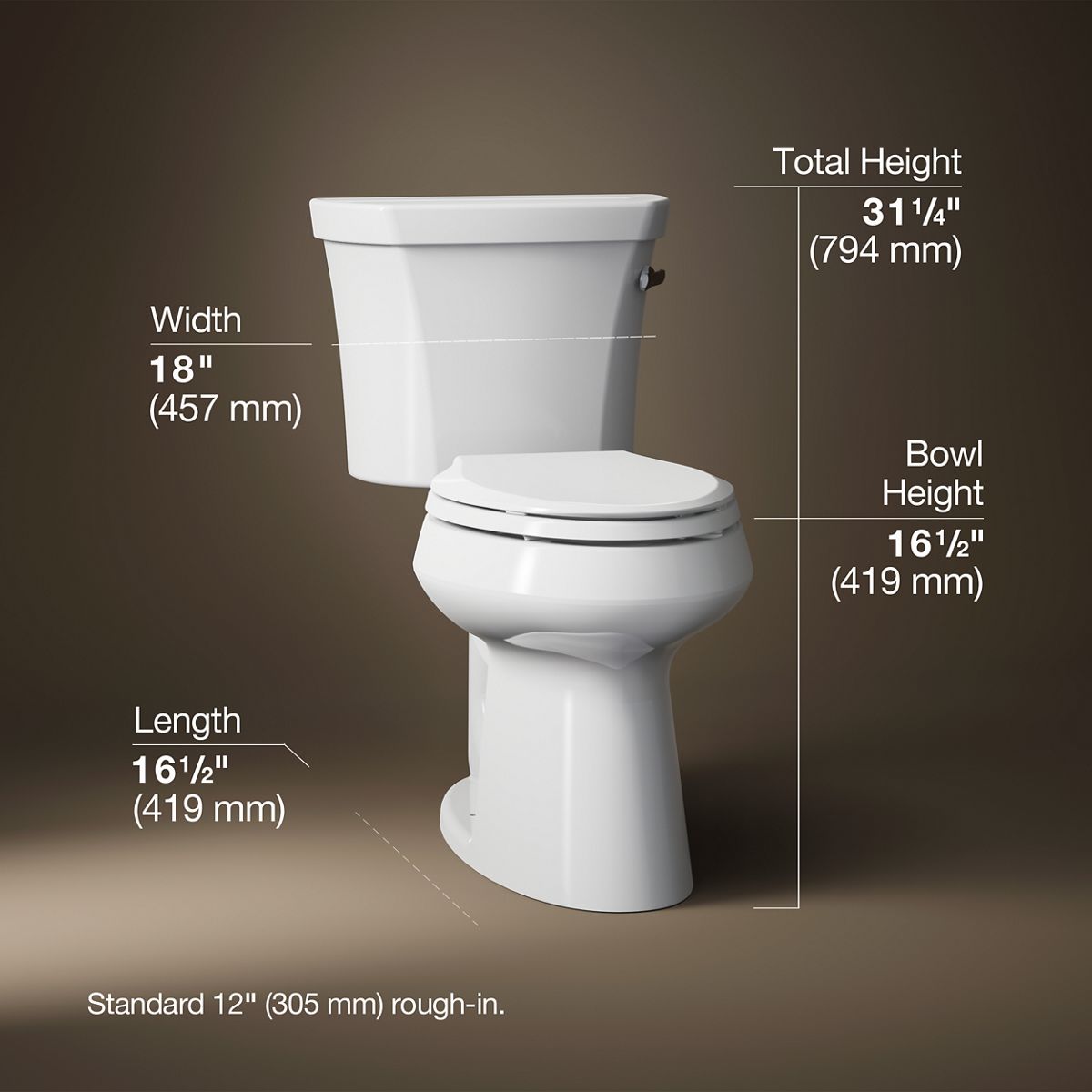 3/4 view of product with dimensions