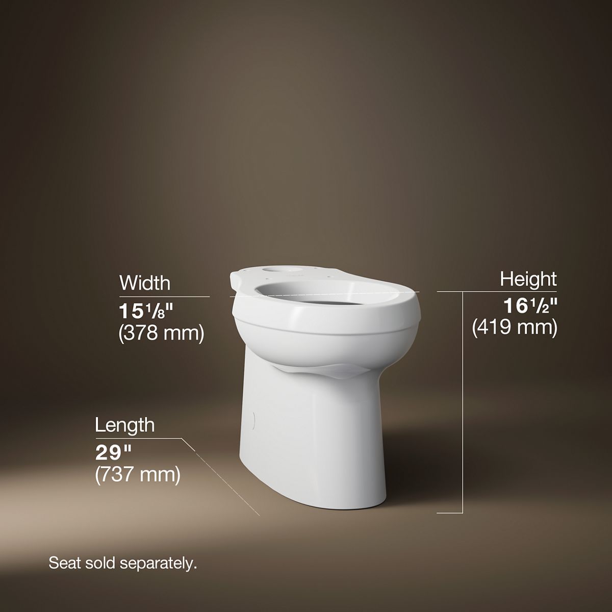 3/4 view of product with dimensions