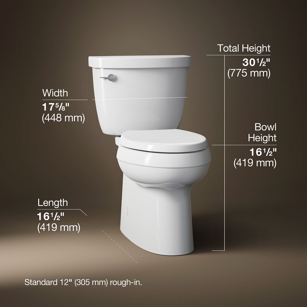 3/4 view of product with dimensions