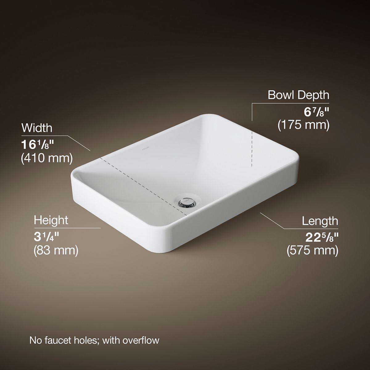 3/4 view of product with dimensions