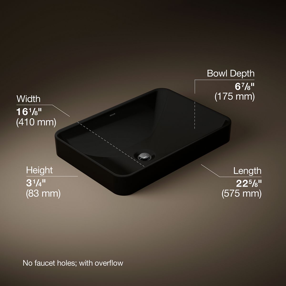 3/4 view of product with dimensions